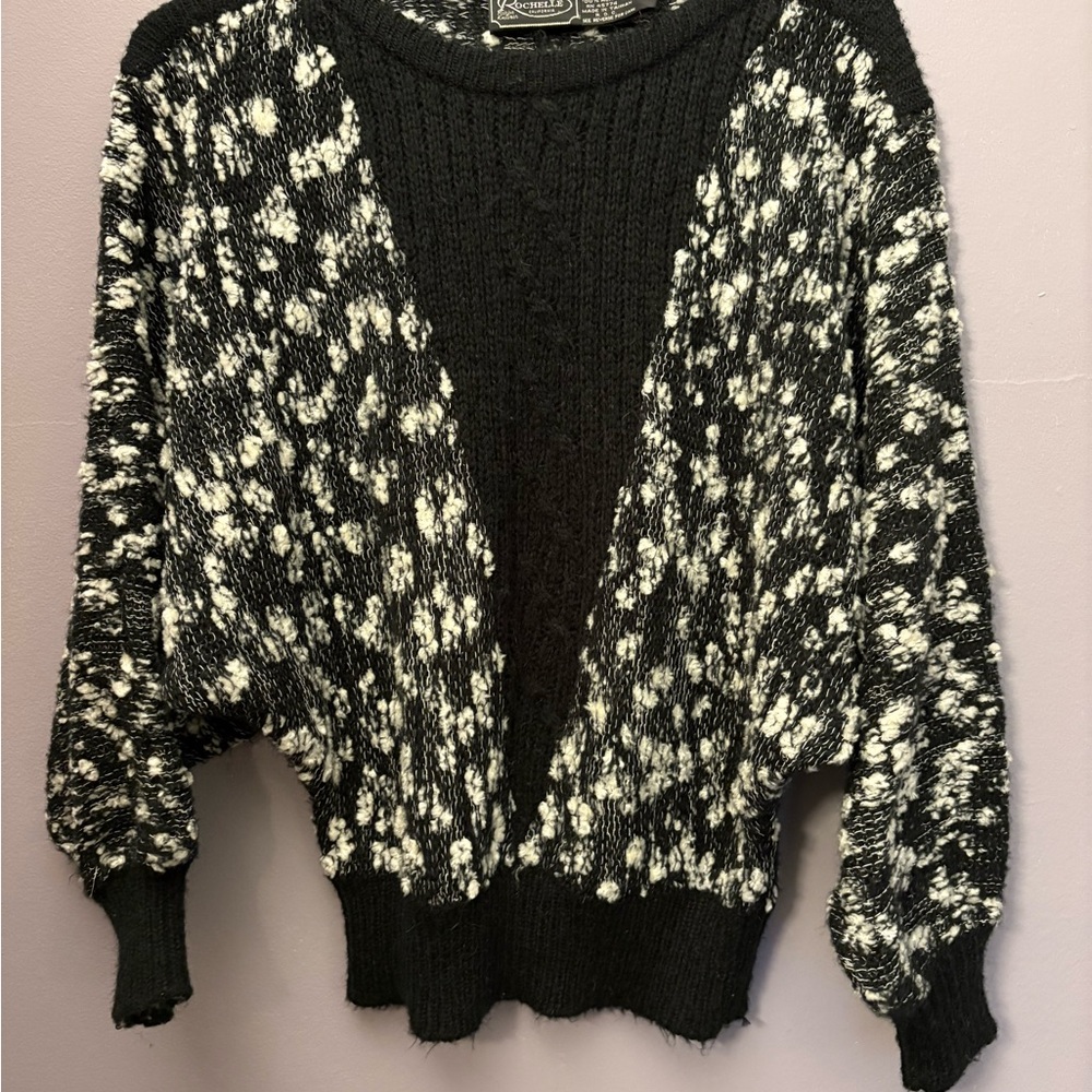VTG 70s 80s Rochelle California women sweater curly‎ loop" knit dolman sleeves M